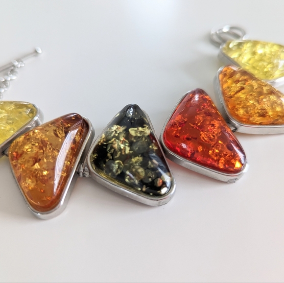 Confetti Lucite Statement bracelet | Faux Amber | Modern Costume | Runway - Picture 6 of 7